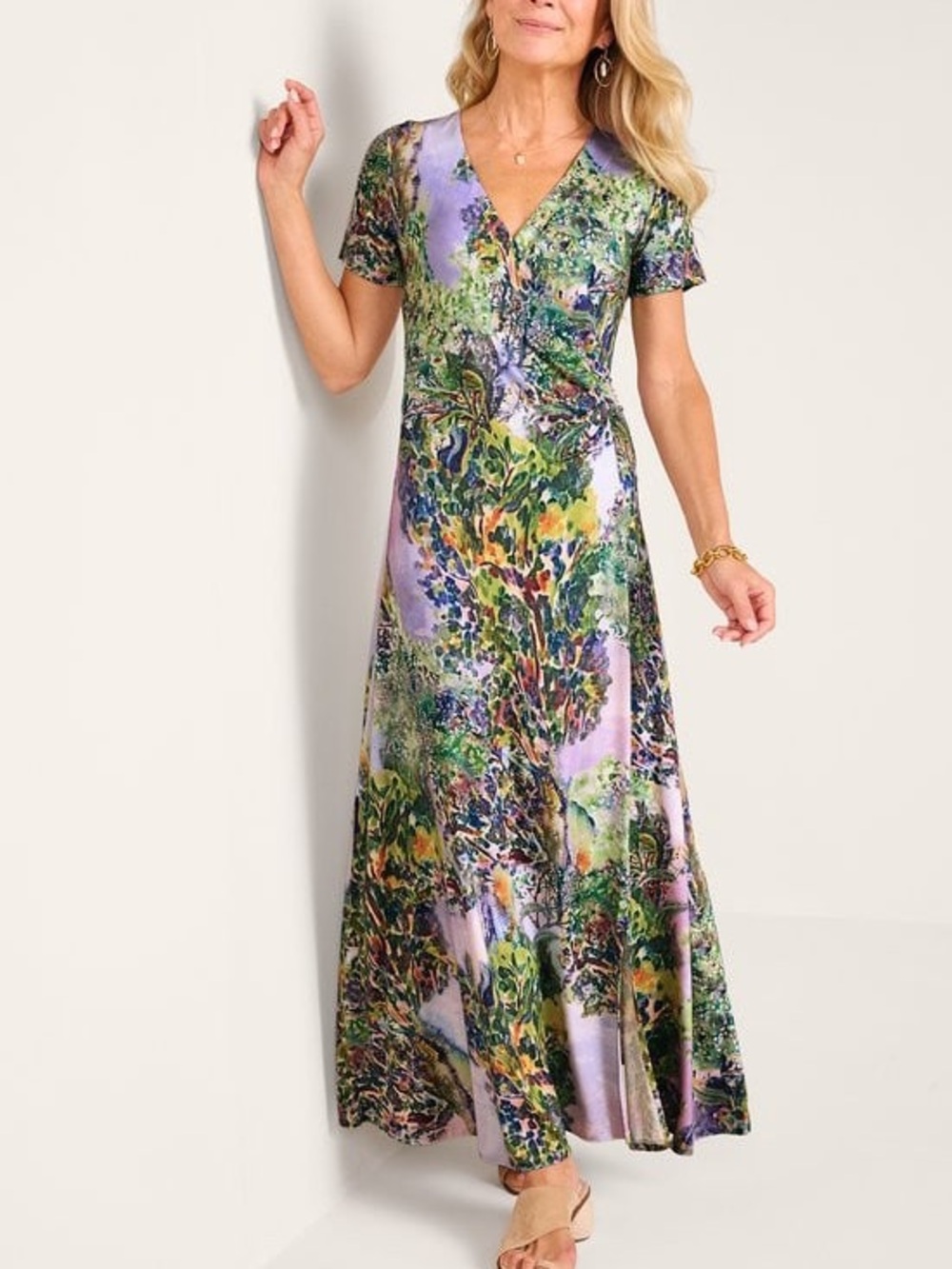 Soft Surroundings Joanna Wrap Dress Joli Jardin Print Size Large